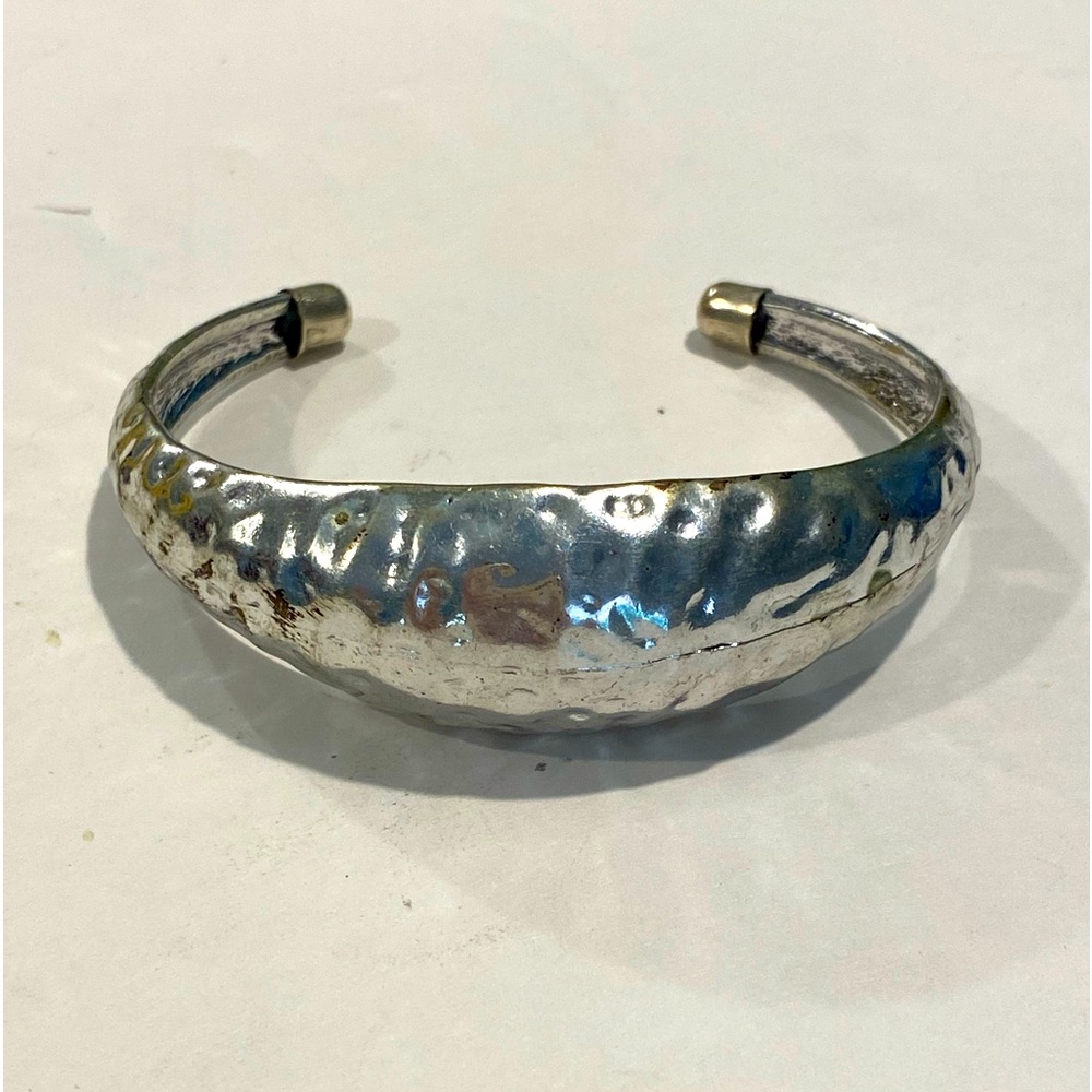 Silver tone hammered cuff bracelet. Nice condition